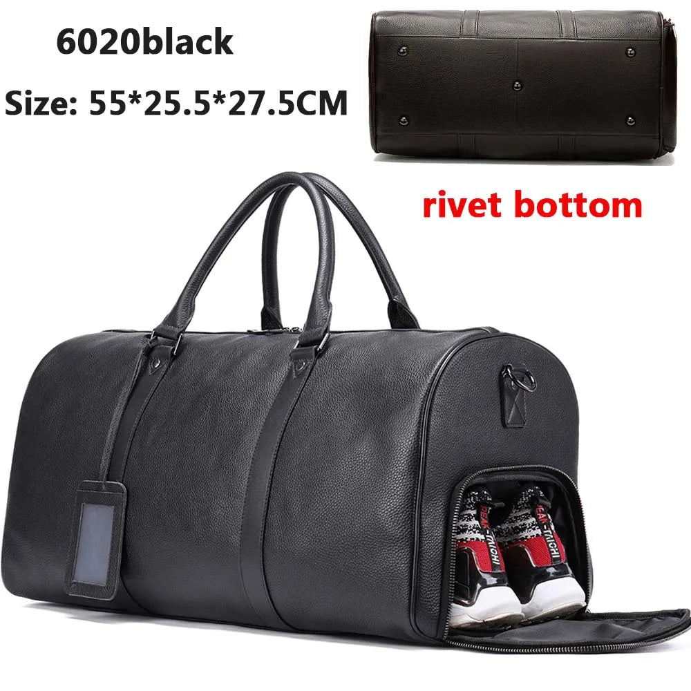 Men's Classic Leather Duffle – Handcrafted Travel & Weekend Bag (Multiple Colours Available)