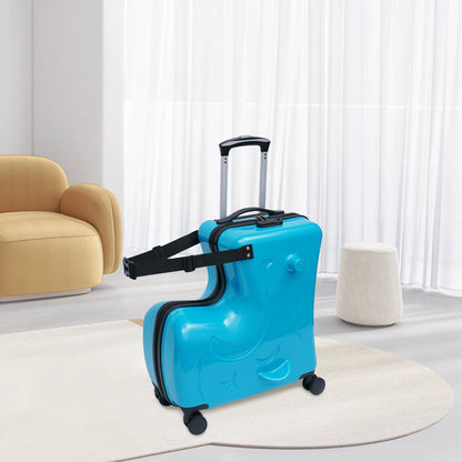 20” Kids Ride-On Spinner Suitcase – Waterproof Wheeled Trolley in Pink or Blue