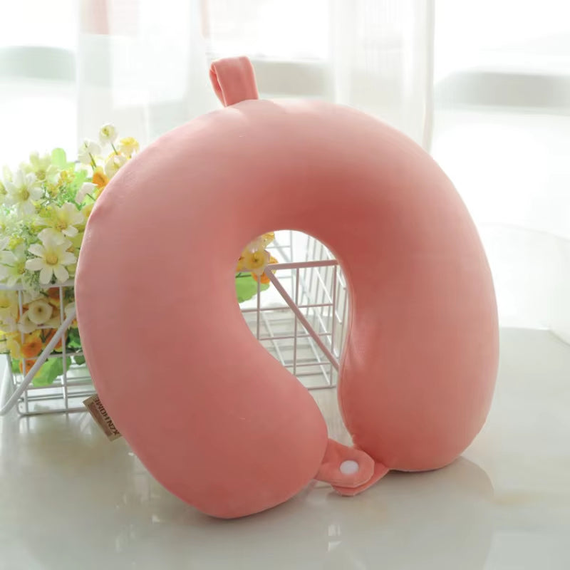 Memory Foam Travel Pillow – U-Shaped, Slow Rebound, Solid Color